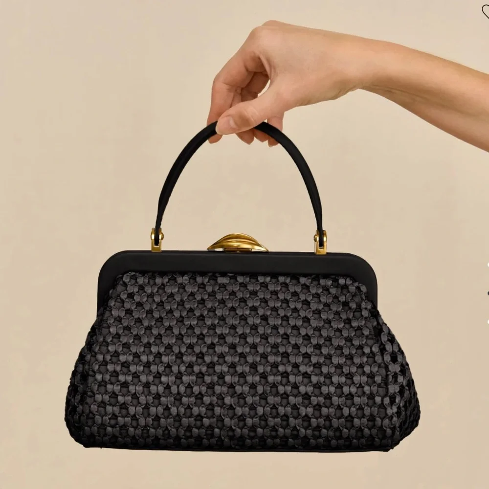NEW Cult Gaia Zuma Woven Crossbody Bag Black - Picture 2 of 6